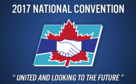 Banner for the 2017 CIU National Convention, which will take place from September 29 to October 1st, 2017, in Ottawa, with the slogan "united and looking to the future"