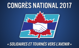 Bannière du congrès national 2017, qui aura lieu du 29 septembre au 1er octobre 2017, à Ottawa, avec le slogan "solidaires et tournés vers l'avenir"
