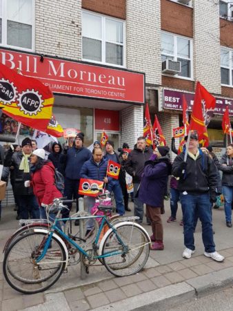 Protest in front of Bill Morneau's office on Nov. 23, 2017