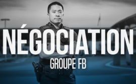 Photo d'un agent frontalier avec les mots "Négociation : groupe FB"