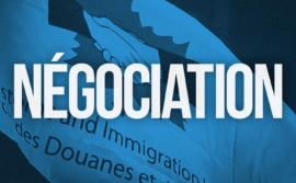 Drapeau du SDI avec le mot négociation